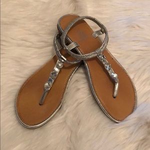 Silver Metallic Rhinestone Sandal!